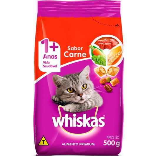 Alimento para gatos Whiskas sabor carne 500g - Imagem em destaque