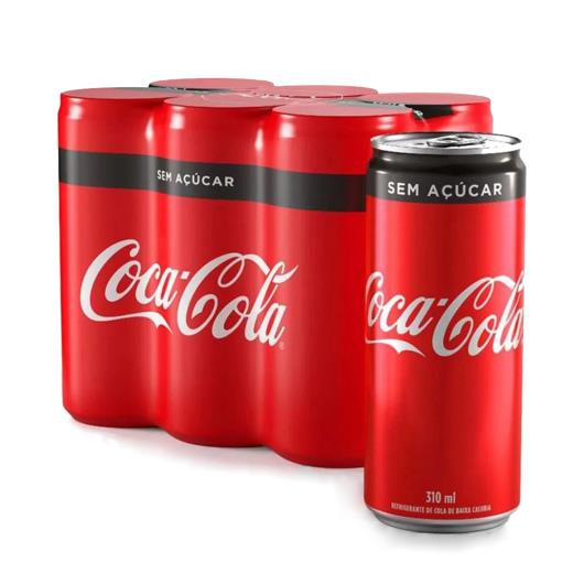 Refrigerante Coca Cola SEM AÇÚCAR 310ml com 6 unidades - Imagem em destaque