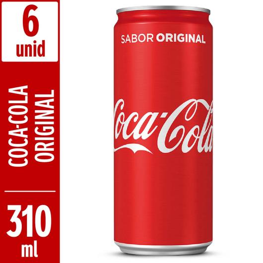 Refrigerante Coca Cola TRADICIONAL Lata 310 ml Pack com 6 unidades - Imagem em destaque