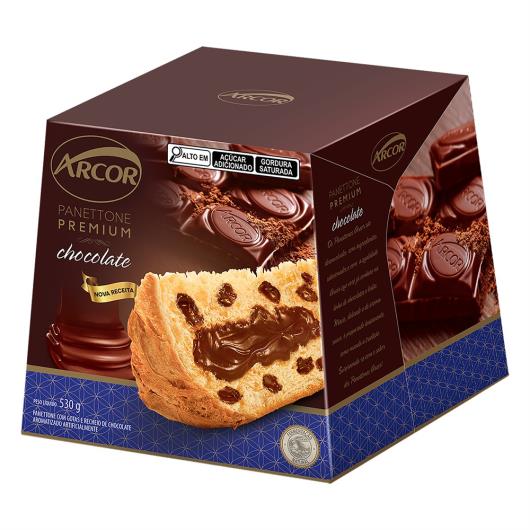 Panettone com Gotas Recheio Chocolate Arcor Premium Caixa 530g - Imagem em destaque