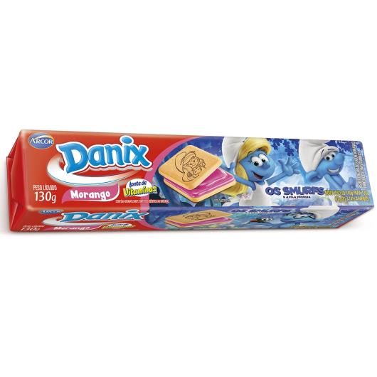 Biscoito recheado morango Danix Smurfs Arcor 130g - Imagem em destaque
