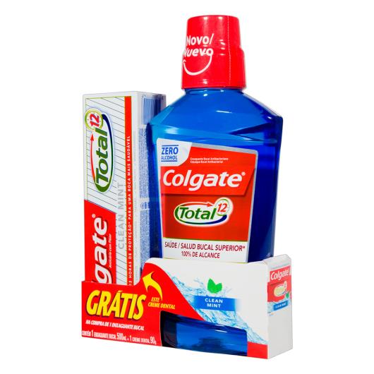 Kit Enxaguante Bucal Clean Mint Colgate Total 12 500ml Grátis Creme Dental 90g - Imagem em destaque