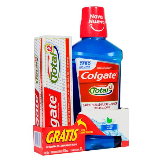 Kit Enxaguante Bucal Clean Mint Colgate Total 12 500ml Grátis Creme Dental 90g - Imagem em destaque