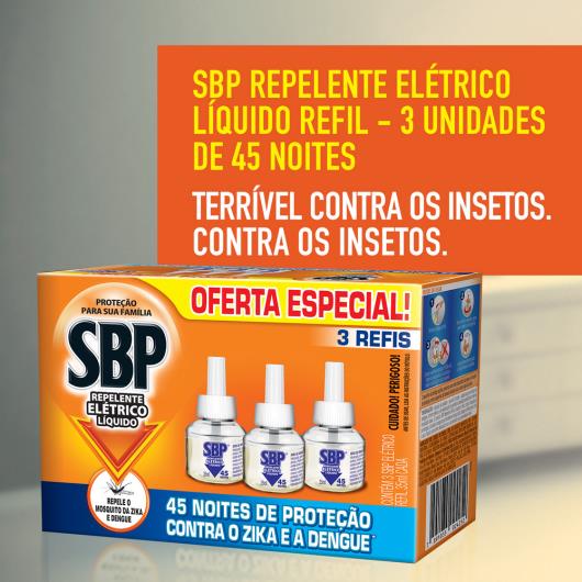 SBP Repelente Elétrico Líquido 45 noites 3 Refis Oferta Especial - Imagem em destaque