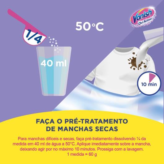 Tira Manchas em Pó Vanish Crystal White Oxi Action 400g para roupas brancas Refil Econômico - Imagem em destaque