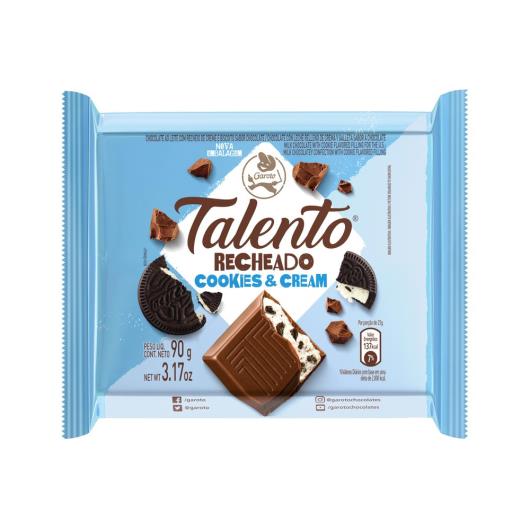 Chocolate Garoto Talento recheado com cookies e cream 90g - Imagem em destaque
