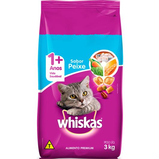 Ração para gatos Whiskas sabor peixe 3kg - Imagem em destaque