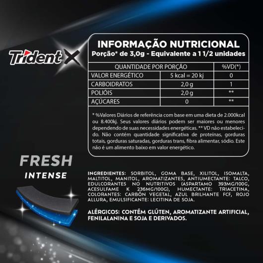 Chiclete Trident X Fresh Intense Embalagem Econômica 26,6g - Imagem em destaque