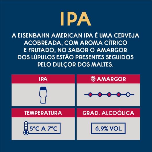 Cerveja Eisenbahn American IPA Puro Malte Long Neck 355ml - Imagem em destaque