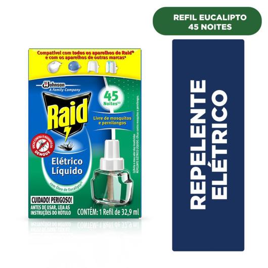 Raid Repelente Elétrico Líquido Eucalipto Refil 45 noites com 32.9ml - Imagem em destaque