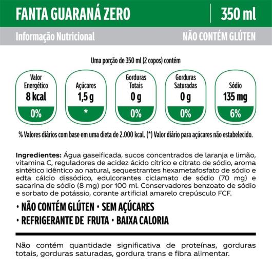 Refrigerante Fanta Sabor Guaraná Zero LATA 350ML - Imagem em destaque