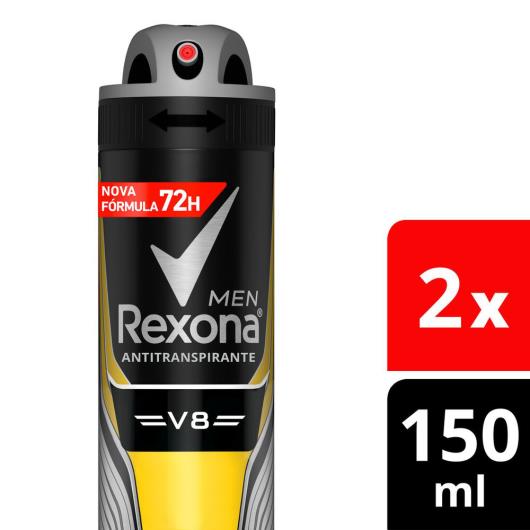 Desodorante Antitranspirante Aerosol Masculino Rexona V8 72 Horas 2 X 150ml - Imagem em destaque