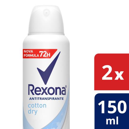 Desodorante Antitranspirante Aerosol Feminino Rexona Cotton Dry 72 Horas 2 X 150ml - Imagem em destaque
