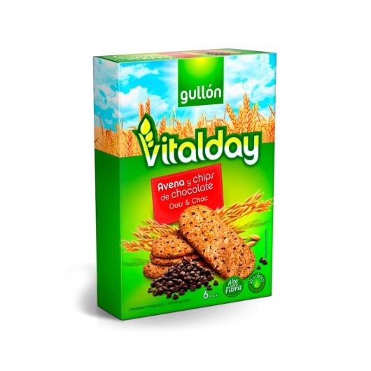 Biscoito Cereais Integrais Recheio de creme de avelã e gotas de chocolate meio amargo Vitalday Gullon 220g - Imagem em destaque