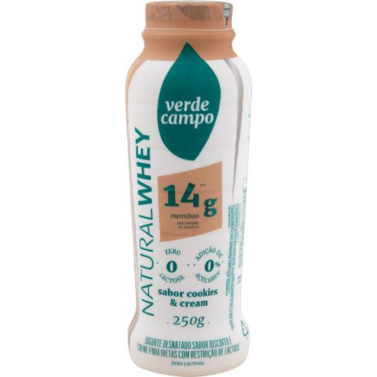 Iogurte Desnatado Cookies & Cream Zero Lactose Verde Campo Natural Whey 14g de Proteína 250g - Imagem em destaque