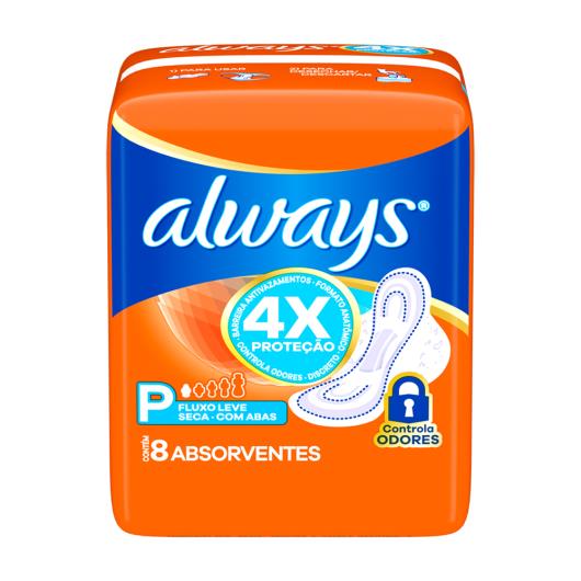 Absorvente Always Cobertura Seca com Abas Fluxo Leve P Pacote 8 Unidades - Imagem em destaque