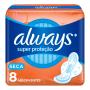 Absorvente Always Super Proteção Seca com abas 8 Unidades