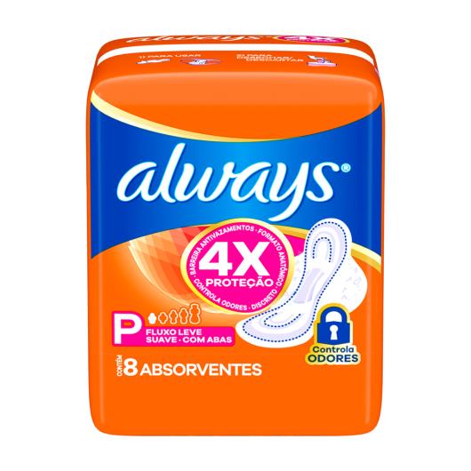 Absorvente Always Cobertura Suave com Abas Fluxo Leve P Pacote 8 Unidades - Imagem em destaque