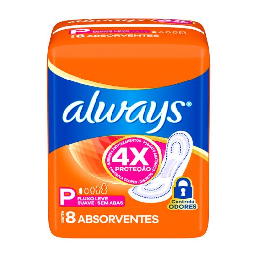 Absorvente Always Cobertura Suave sem Abas Fluxo Leve P Pacote 8 Unidades - Imagem em destaque