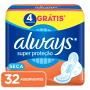 Absorvente Always Super Proteção Seca com abas 32 Unidades