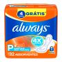 Absorvente Always Cobertura Seca com Abas Fluxo Leve P Pacote 32 Unidades Grátis 4 Unidades