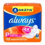 Absorvente Always Cobertura Suave com Abas Fluxo Leve P Pacote 32 Unidades Grátis 4 Unidades