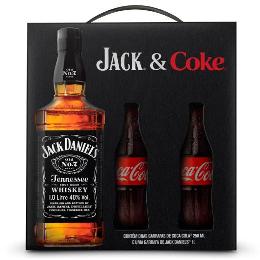 Kit c/ Whiskey Jack Daniel's 1L + 2 garrafas de Coca Cola tradicional 250ml - Imagem em destaque