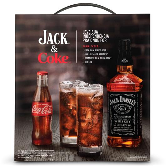Kit c/ Whiskey Jack Daniel's 1L + 2 garrafas de Coca Cola tradicional 250ml - Imagem em destaque