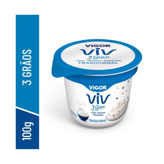 Iogurte Vigor Viv Natural 3 Grãos Tradicional 100g - Imagem em destaque