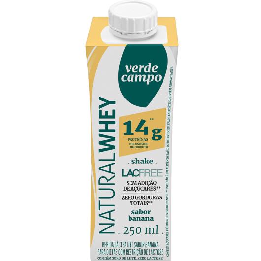 Shake Banana Zero Lactose Verde Campo Natural Whey 14g de Proteína 250ml - Imagem em destaque
