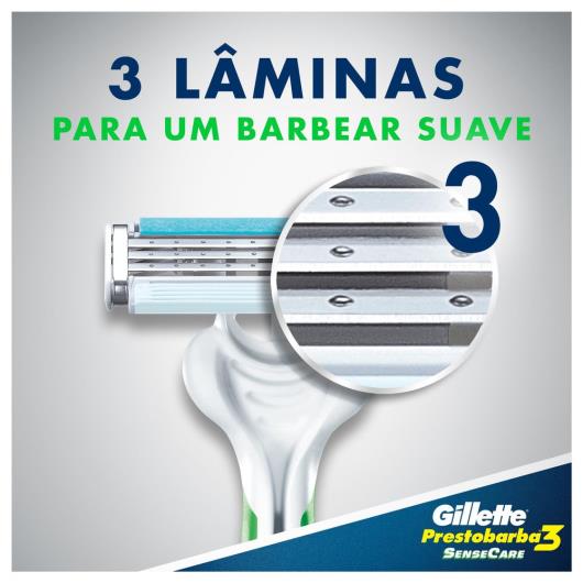 Kit 4 Aparelhos para Barbear Gillette Prestobarba3 SenseCare Grátis 1 Espuma de Barbear Sensitive 56g - Imagem em destaque
