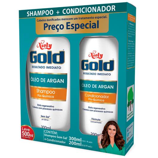 SHAMPOO 300ML + CONDICIONADOR 200ML NIELY GOLD Óleo de Argan Pós-Química - Imagem em destaque