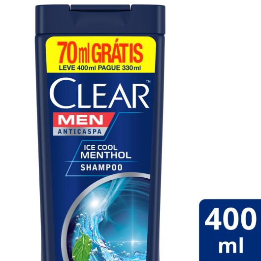 Shampoo Anticaspa Clear Men Ice Cool Menthol 400 ml - Imagem em destaque