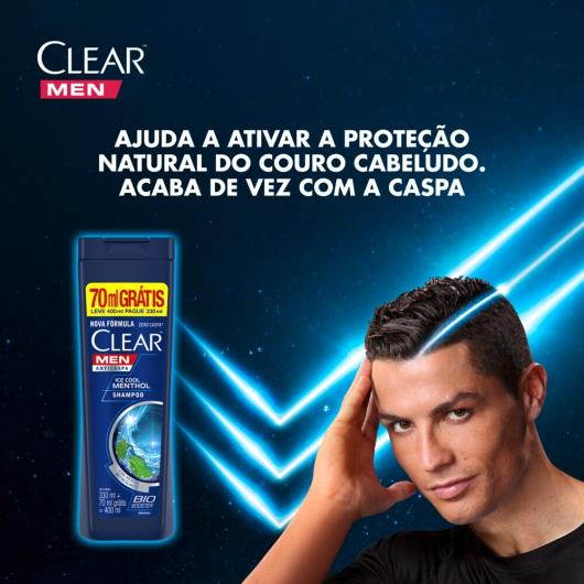 Shampoo Anticaspa Clear Men Ice Cool Menthol 400 ml - Imagem em destaque