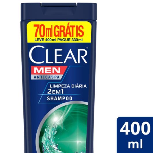 Shampoo Anticaspa Clear Men Limpeza Diária 2 em 1 400 ml - Imagem em destaque