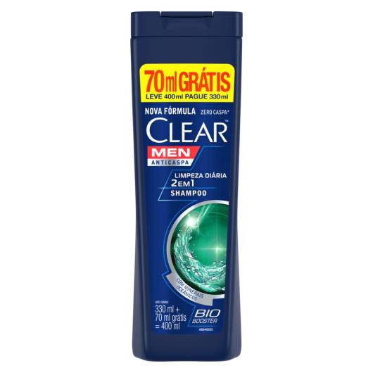 Shampoo Anticaspa Clear Men Limpeza Diária 2 em 1 400 ml - Imagem em destaque