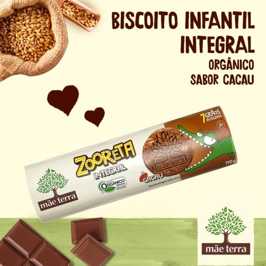 Biscoito Integral Orgânico Cacau Mãe Terra Zooreta Pacote 110g - Imagem em destaque
