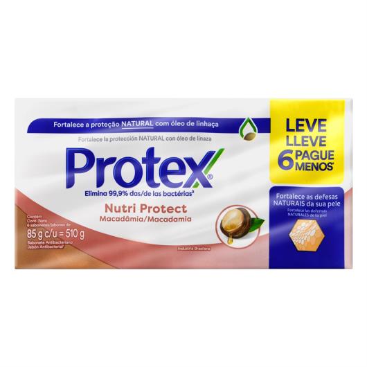 Pack Sabonete Barra Antibacteriano Macadâmia Protex Nutri Protect Envoltório 510g Leve 6 Pague Menos - Imagem em destaque