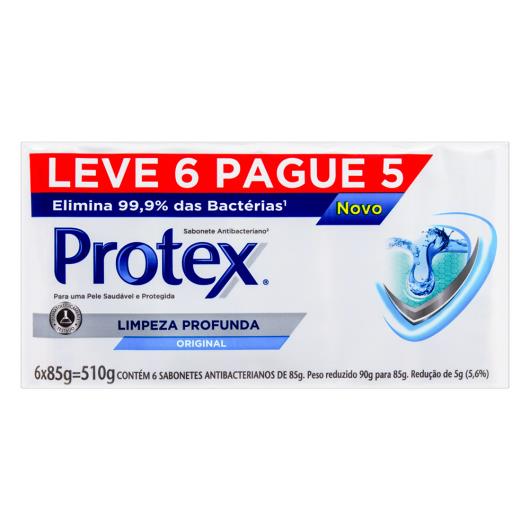Pack Sabonete Barra Antibacteriano Original Protex Limpeza Profunda Envoltório 510g Leve 6 Pague 5 Unidades - Imagem em destaque