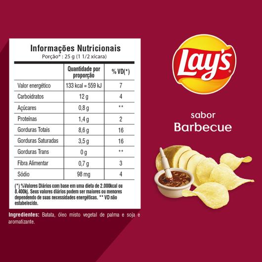 Batata Frita Lisa Barbecue Lays Pacote 86G - Imagem em destaque