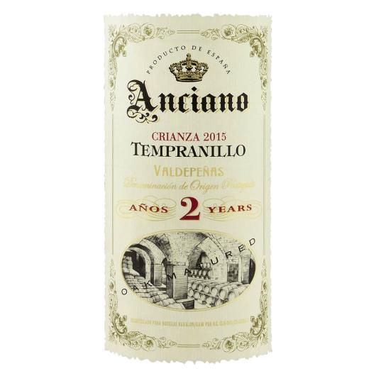 Vinho Espanhol Tinto Seco Crianza Anciano Tempranillo Valdepeñas Garrafa 750ml - Imagem em destaque