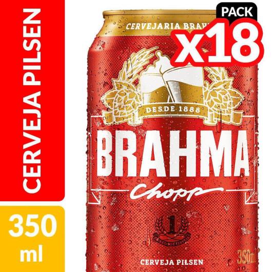 Cerveja Brahma Chopp Pilsen Lata 350ml Pack C/18 - Imagem em destaque