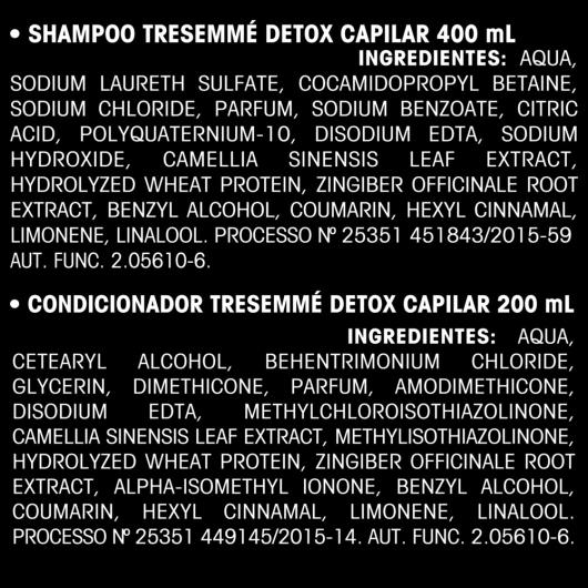 Shampoo e Condicionador Tresemmé Detox Capilar 400ml e 200ml - Imagem em destaque