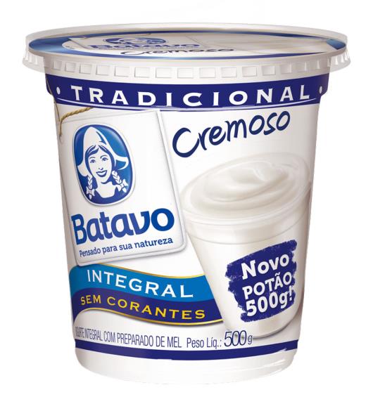 Iogurte Cremoso sem corantes integral BATAVO Pote 500g - Imagem em destaque