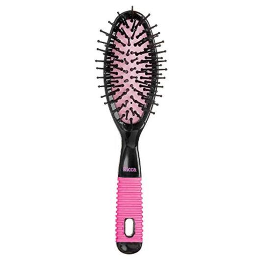 Escova de cabelo Ricca Black e Pink oval pequena - Imagem em destaque