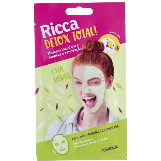 Máscara Facial Ricca Limpeza Detox Total Chá Verde 1 Unidade - Imagem em destaque