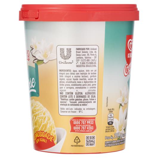 Sorvete Creme Zero Lactose Kibon Cremosíssimo Pote 800ml - Imagem em destaque