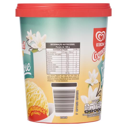Sorvete Creme Zero Lactose Kibon Cremosíssimo Pote 800ml - Imagem em destaque