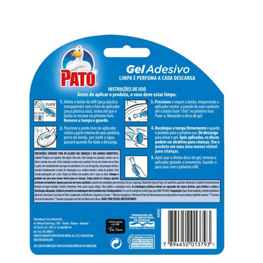 Desodorizador Sanitário PATO Gel Adesivo Aplicador + Refil Marine 2 discos - Imagem em destaque