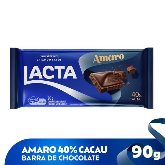 Chocolate Meio Amargo 40% Cacau Lacta Amaro Pacote 90g - Imagem em destaque